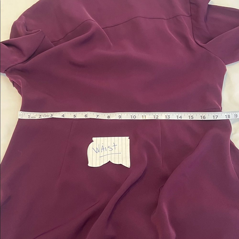 DKNY purple dress szM pleated long sleeves with cuffs faux wrap front EUC - Picture 12 of 17